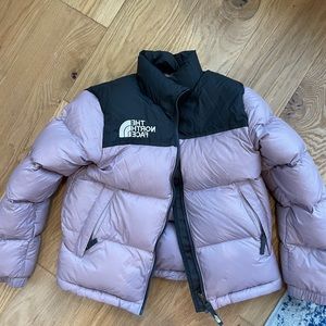North face light purple puffer jacket